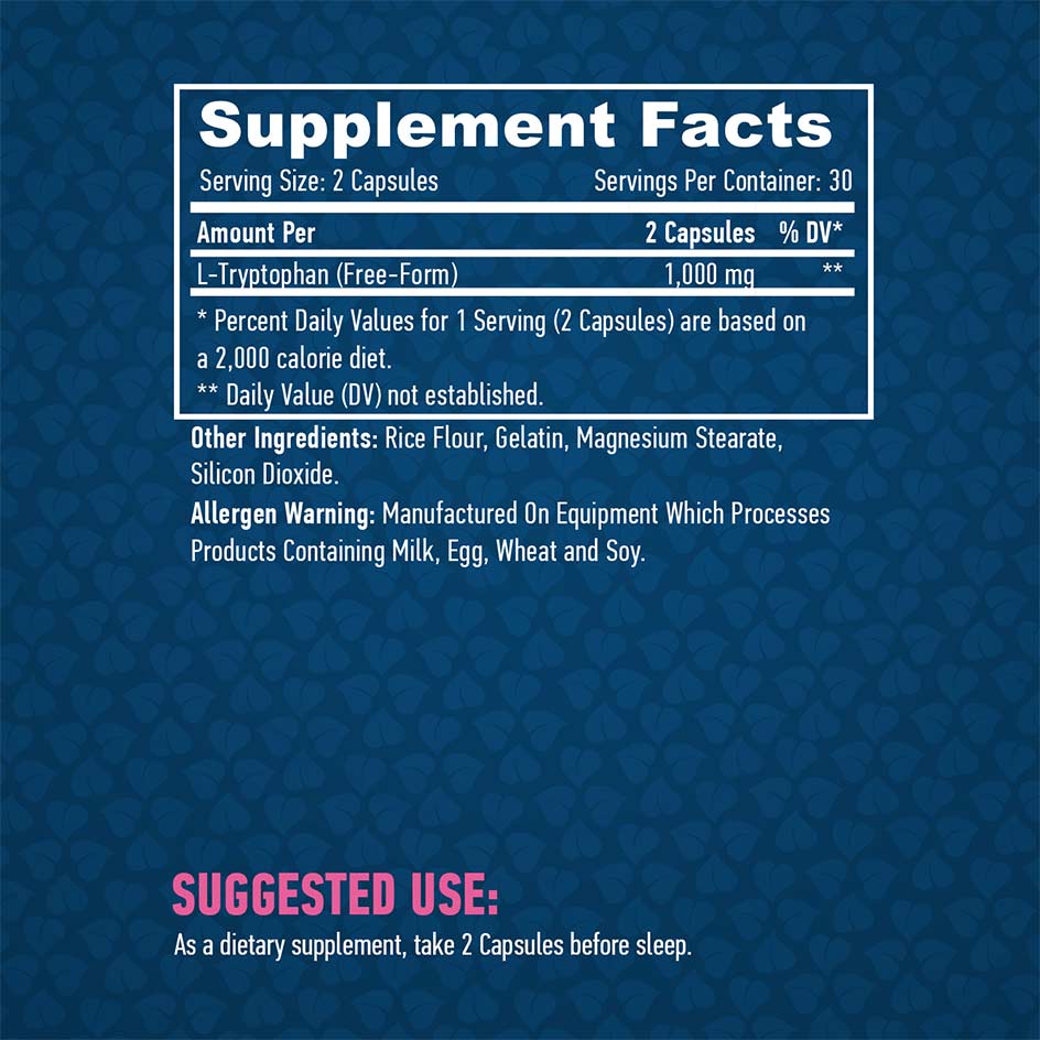 Haya Labs L-Tryptophan 500mg 60 caps - Image 2