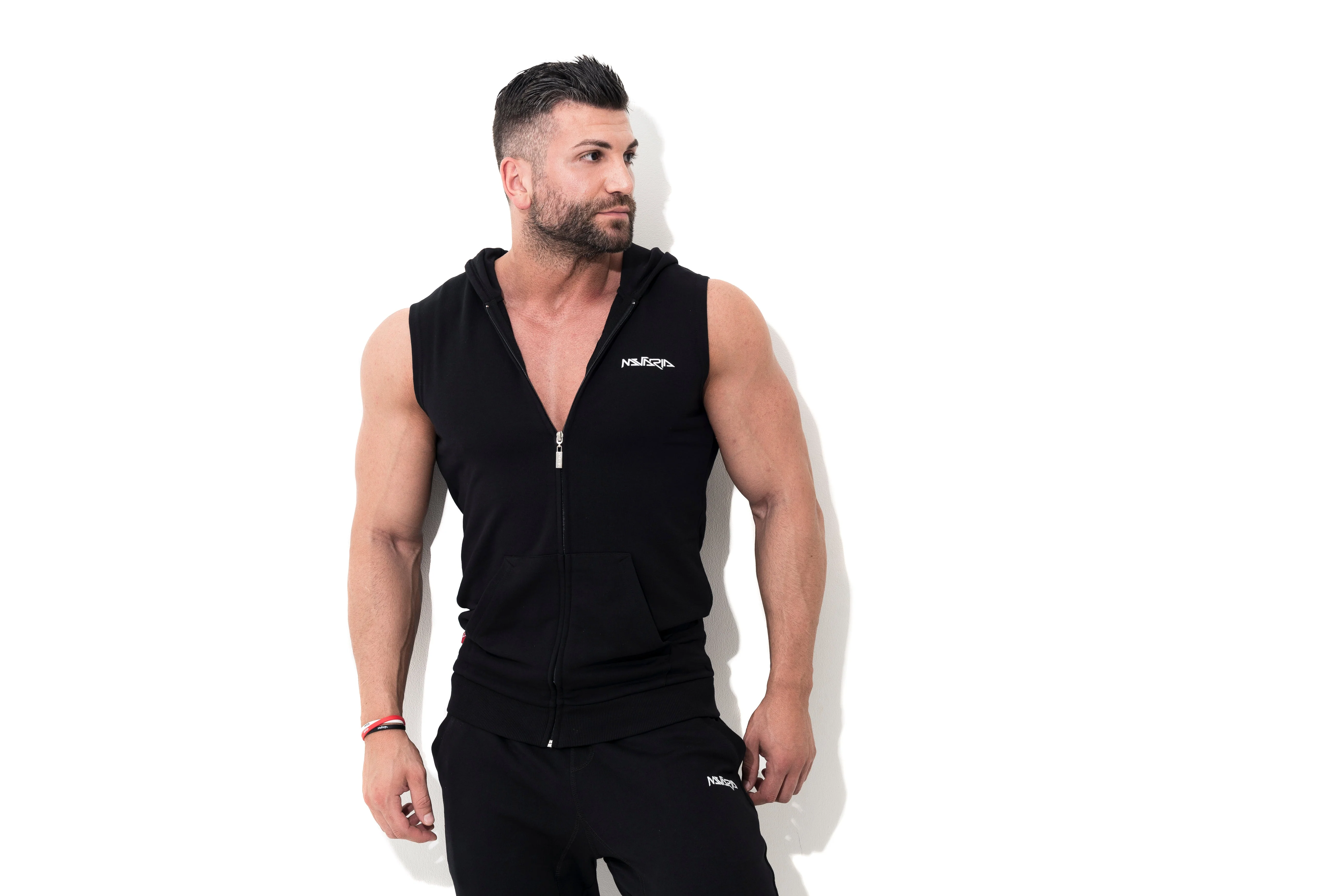 Mutaria Zip Sleeveless Hoodie Black - Image 4