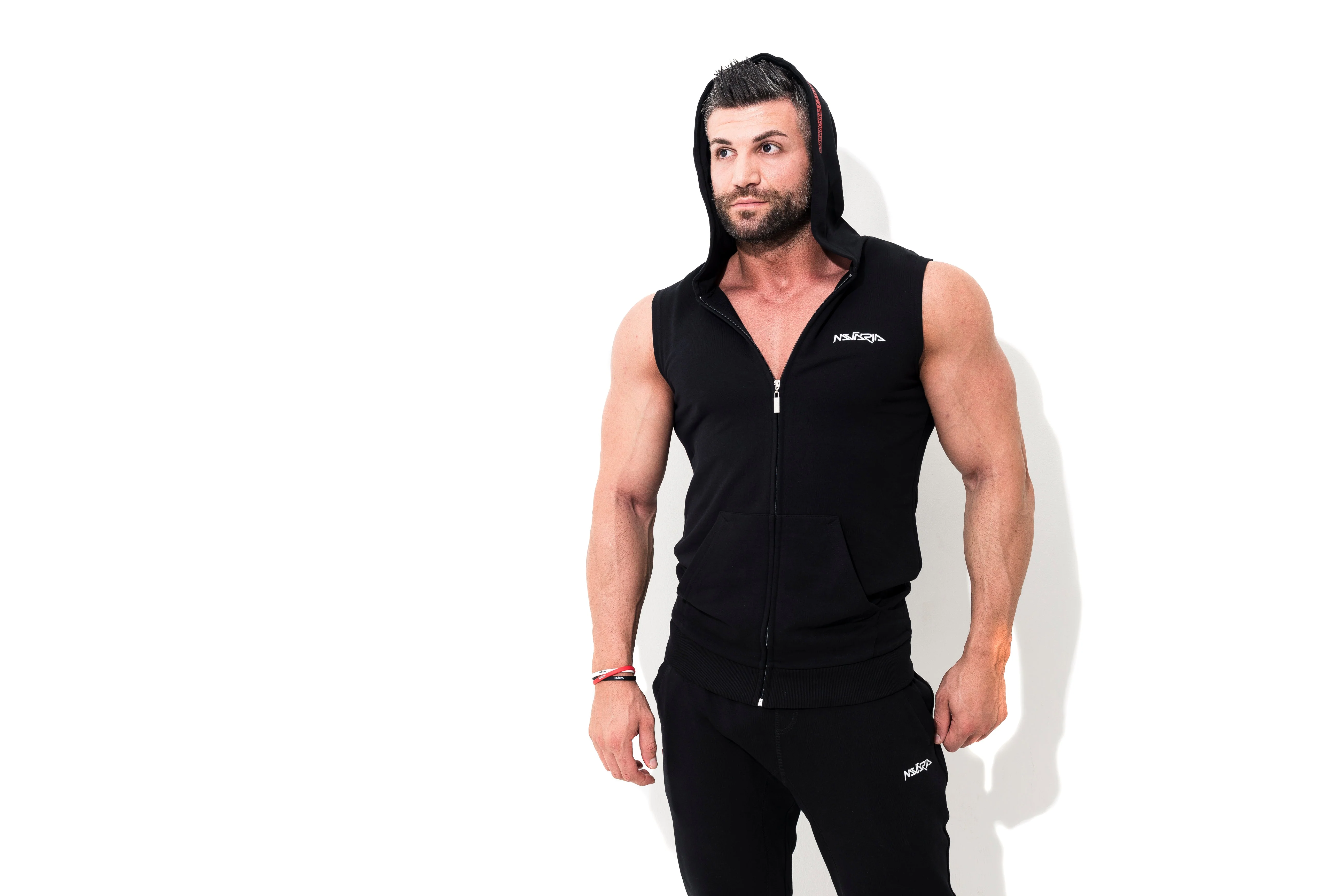 Mutaria Zip Sleeveless Hoodie Black - Image 6