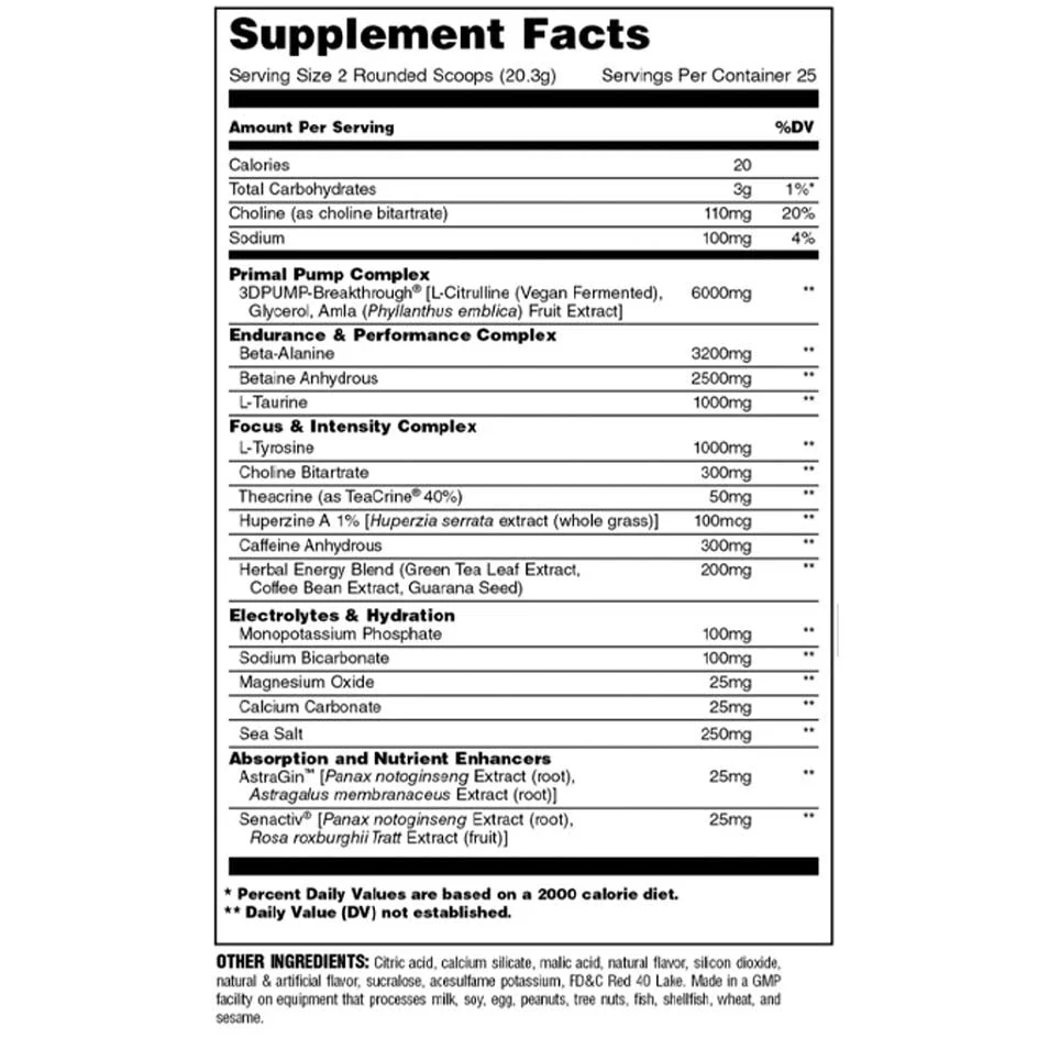 Universal Nutrition Animal Primal 25 Servings - Image 2